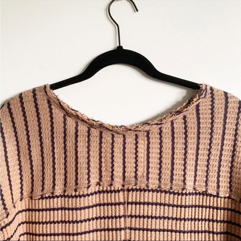 We The Free Auntie Em Peplum Thermal Top Boho Brown